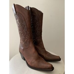 Penny Loves Kenny High Noon Western Cowboy Boots 8.5 M Embroidered Brown Concert